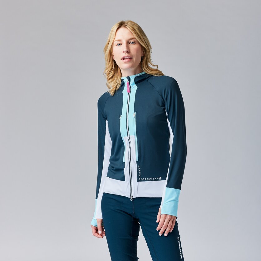 Martini Sportswear - HILLCLIMB Midlayer Jacket W - Strati intermedi in mosstone-white-greenery - vista frontale modello - Donna