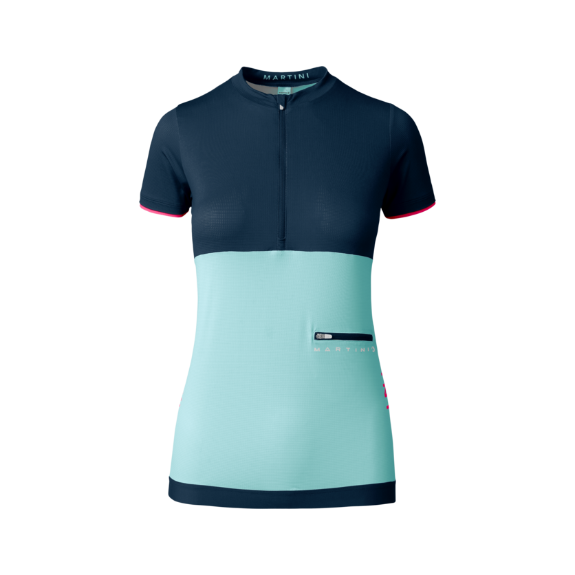 Martini Sportswear - FLOWTRAIL Halfzip Shirt W - T-Shirts in true navy-skylight - vista frontale - Donna