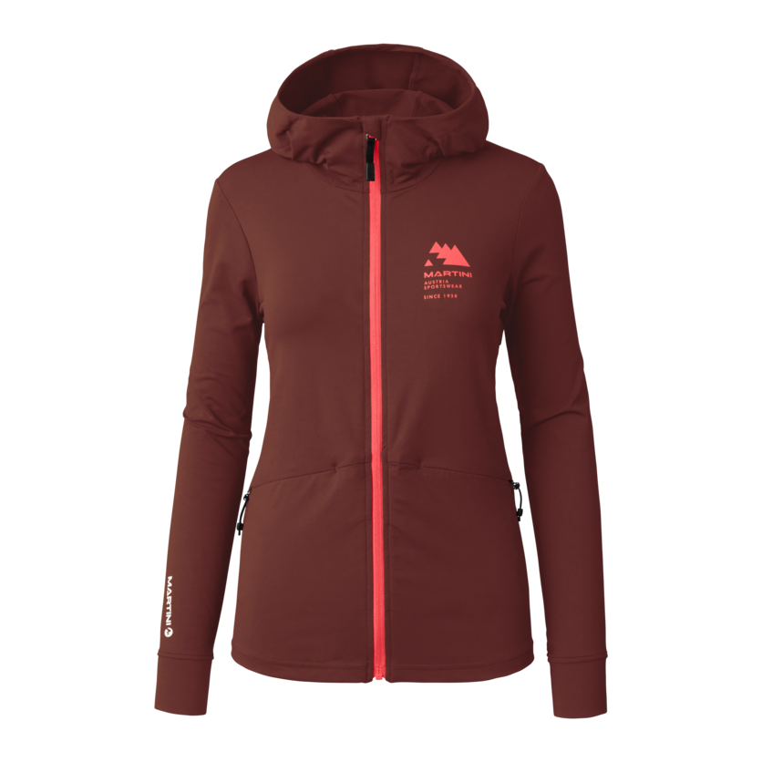 Martini Sportswear - Sunrise Midlayer Jacket W - Fleece in peakan-punch - front view - Women