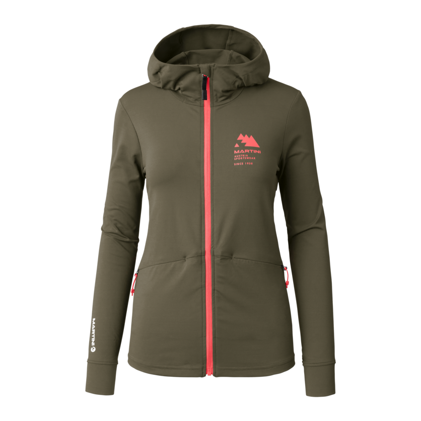 Martini Sportswear - Sunrise Midlayer Jacket W - Fleecejacke in moss-punch - Vorderansicht - Damen