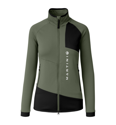 Martini Sportswear - Argon Midlayer Jacket W - Fleece in mosstone-black - front view - Women