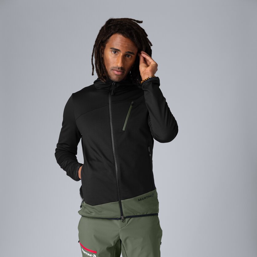 Martini Sportswear - Firstline Midlayer Jacket M - Strati intermedi in black-mosstone - vista frontale modello - Uomo